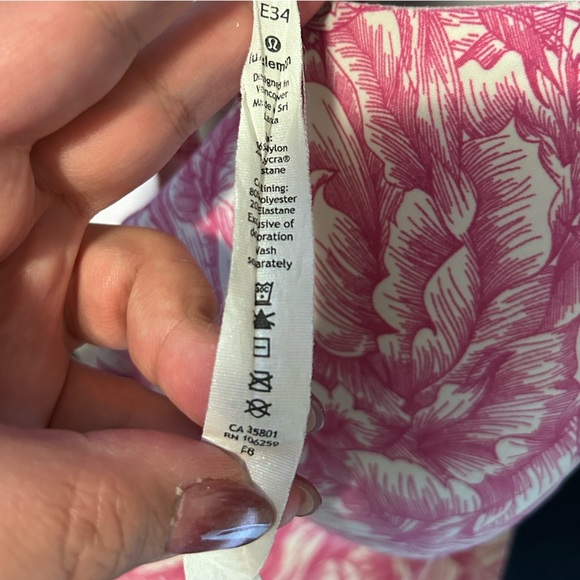 Lululemon Enlite running supportive floral white pink sports bra- 34E - Picture 9 of 11